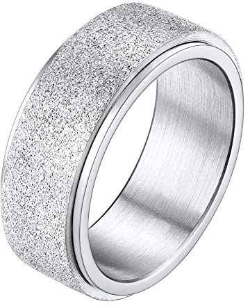 Richsteel Anti-Stress Ring Mann Drehring Größe 57 Edelstahl mit sandgestrahltem Band Breite 8mm - Modeschmuck für Männer Frauen