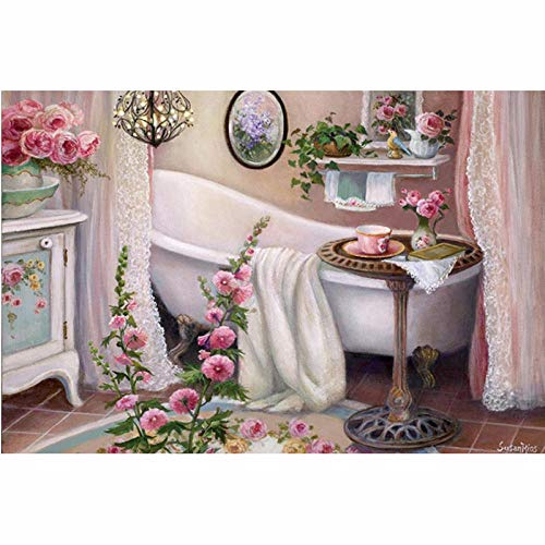 Diamond Painting Cuarto De Baño Punto de Cruz Diamante Adultos Diamond Painting Kit Completo Punto Diamante Cuadros Para Hogar/Decoración/Regalo (30x40cm) 5D Pintura Diamante