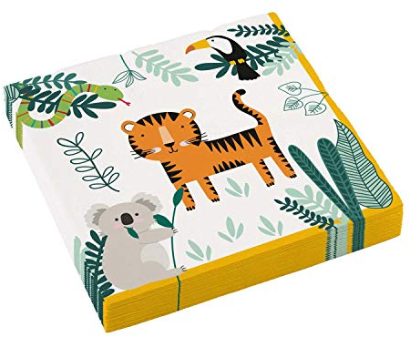 Amscan 9909348 - Servietten Get Wild, 16 Stück, 33 x 33 cm, Safari, Geburtstag, Party
