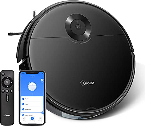 Midea Robot Vacuum VCR09B with 4000 Pa High Suction Motor Power, Wi-Fi Control, Robot Vacuum Cleaner with Mop with 100min Long Runtime, Multi Cleaning Modes, App Compatible with Alexa/Google - Black
