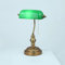 Banker Tischleuchte-Lampe Mit Zugschalter, Traditionelle Vintage Schreibtischlampe Nachttischlampe Einstellbar Grün Glasschirm Messing Finish Wohnzimmer Leselampe Bürolampe Antik Nostalgie Bankerlampe