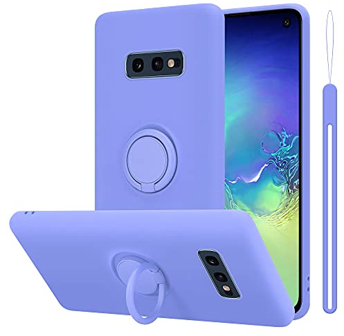 Cadorabo Hülle kompatibel mit Samsung Galaxy S10e Schutzhülle TPU Silikon Case Liquid Design mit Ring Slim Kratzfest Liquidsilikon Microfaser mit Rundumschutz Case Hülle für Galaxy S10e in Lila