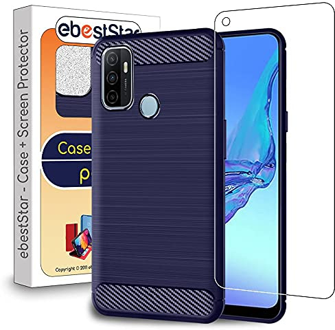 ebestStar - Funda para OPPO A53S, A53, Carcasa Capa Protectora Carbono TPU, Antigolpes, Azul Oscuro + Cristal Templado