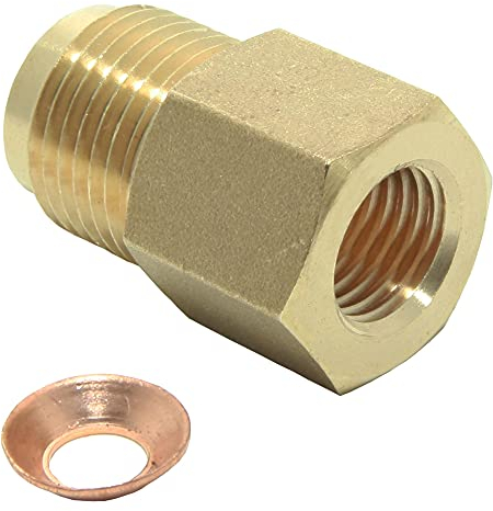 Reduziernippel/Verbinder Messing M3/8 auf F1/4 inkl. Dichtring f. Klimaanlage Kupferleitung
