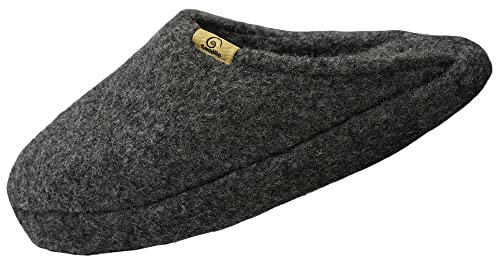 SamWo, Schafwoll-Wohlfühl-Hausschuhe/Pantoffeln,weiche rutschfeste Sohle,100% Schafwolle, SWH felt (43-44 EU, anthrazit, numeric_43)