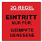 tradercat Aufkleber 2G Eintritt - 10.5x10.5cm rot - Corona Warnaufkleber/Hinweisaufkleber für Innen und Aussen mit UV-Schutz-, Hinweis-Schild - Gastronomie