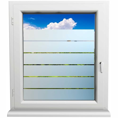 Kiwistar UG Sichtschutzfolie - 100 cm lang - gestreift gleichmäßig dick Fensterfolie Sichtschutz Milchglas selbstklebend für Bad Dusche Badfenster Blickdicht Büro Terasse Klebefolie