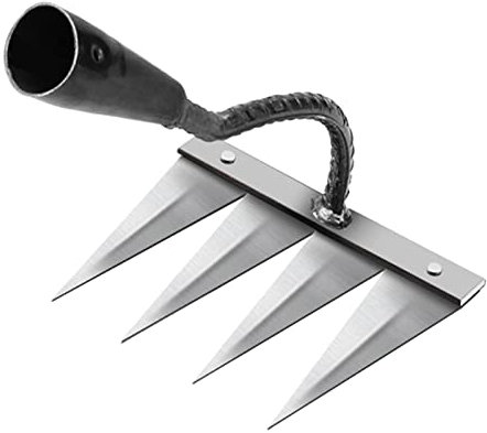 perfk Sharp Garden Edger Weeder, Durevole Giardinaggio Zappa Strumento Mano Estrattore di Erbacce Accessori per Il Diserbo del Cortile, Allentamento del, Acciaio a 4 Denti