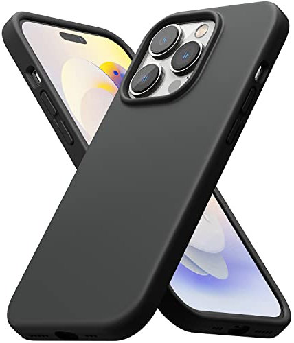Ringke Silicone Case Compatible with iPhone 14 Pro Max 6.7-Inch, Soft Feel Silky Anti-Fingerprint Liquid Silicone Back Cover with Microgiber Lining - Black