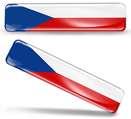Biomar Labs® 2 x Aufkleber 3D Gel Silikon Stickers Tschechische Republik Czech Republic Flag Flagge Fahne Autoaufkleber F 4