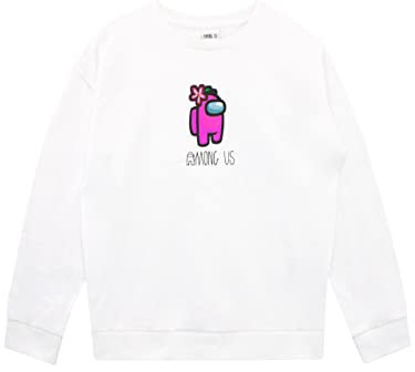 Among Us Girls Sweatshirt Gaming Daywear For Kids White 11-12 Years