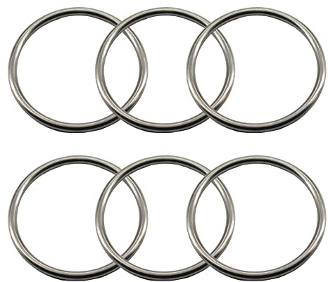 6 x 70 mm geschweißte O-Ringe aus Edelstahl für Fitnessringe, Camping-Gürtel, Yoga-Ringe, Hundeketten