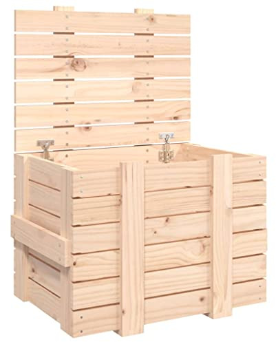 vidaXL Truhe, Aufbewahrungsbox mit viel Stauraum, Holztruhe mit Deckel, Aufbewahrungstruhe Aufbewahrungskiste Holzkiste, Massivholz Kiefer