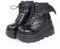 Ulalaza Dark Bat Wing Stivaletti per Donna Zeppa Chunky con Piattaforma Sassy Stivale Punta Rotonda Allacciatura Cerniera Laterale Tacco Alto Stivale Donna Tessuto Elasticizzato Morbido Delicato