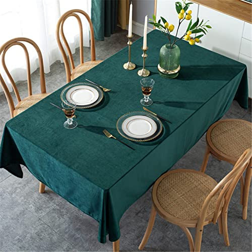 Tischdecke, Tischdecke aus Samt, Fleckabweisende, Pflegeleichte Tischwäsche für Küche, Restaurant, Moderne Feste und Bankette (Grün,130 x 220CM)