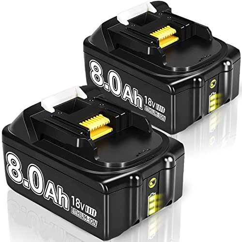 2 Stück 8000mAh Ersatzakku für Akku 18V BL1860B BL1850B BL1870B BL1880B BL1845 BL1840B BL1835 BL1830B BL1830 BL1820 BL1815 LXT-400 mit LED