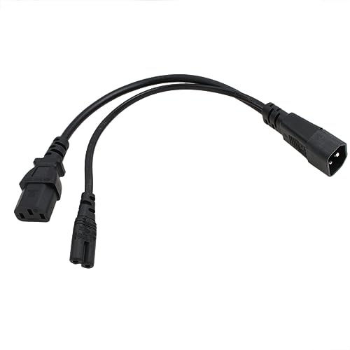 HangTon UPS PDU Stromkabel Y Splitter Verlängerungskabel IEC320 C14 Stecker auf C13 + C7 für Computer 30cm