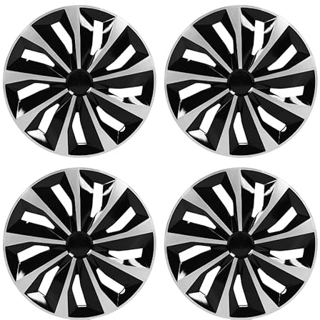 ABX Hubcap Wheel Covers Hub Caps 16 Inch Set of 4 Black & Silver Universal Wheel Rim Cover R16 Stylish Car Decor Wheel Covers for Toyota Camry Nissan Mazda (Black-A1, 16 inch)