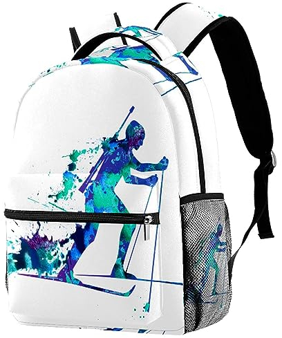Illustration Ridge Biathlon-Rucksack für Skikurse, Biathlon, Freizeit, Sport, Tagesrucksack, Reise, Schultasche mit mehreren Taschen, für Herren und Damen, mehrfarbig, 29.4x20x40cm/11.5x8x16 in