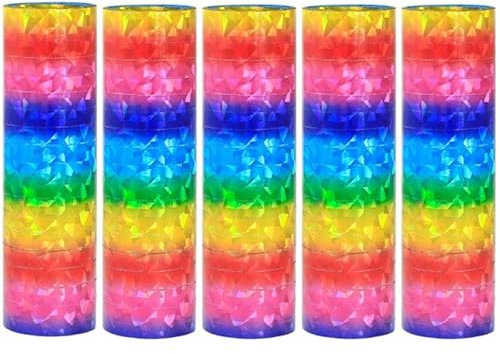 Luftschlangen Papier bunt Party Deko Geburtstag Hochzeit Set holografisch, Stück:5 Stück, Luftschlangen:Holografisch bunt