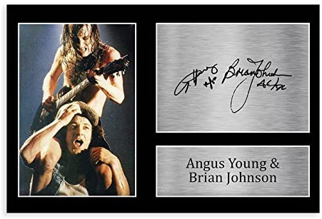 MAHWER Signiertes Poster von Angus Young und Brian Johnson auf Leinwand, Schlafzimmer, Dekoration, Sport, Landschaft, Büro, Raumdekoration, Geschenk, ungerahmt, 50 x 75 cm