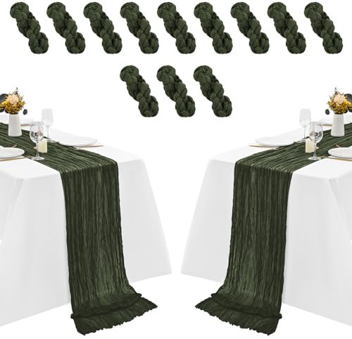 Seihtuch-Tischläufer, Gaze / Käsetuch, rustikale Boho-Tischdekoration, für Hochzeitsempfang, Brautparty, St. Patrick's Day, 99 x 300 cm, 3 m, 12 Stück