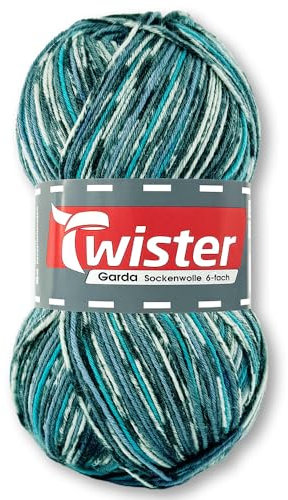 Frida's Wollhaus Twister 150 g Garda 6-fach Sockenwolle Stricken Häkeln Schurwolle Garn 14 Farben (3882 | Island Color)