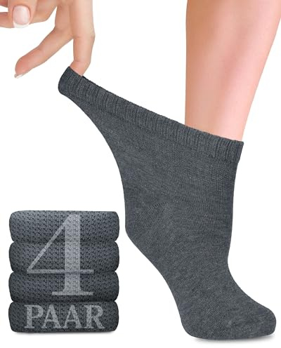 Fiera Besa Diabetiker Socken Damen Bambus nahtlos 4 Paar Melange Grau 39-42