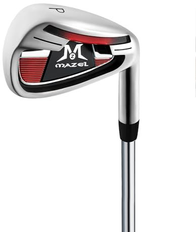 MAZEL Golf Individual Iron 1,2,3,4,5,6,7,8,9, Golf Iron with Steel Shafts for Right Handed Golfers (Stainless Steel,Black Red, PW, Stiff, Right)