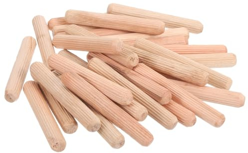sourcing map 50 Pcs Wooden Dowel Pins 0.39 x 2.76 Inch Wood Dowels Rods | 10 x 70mm,Fluted Dowel Joints,for Grooved Woodworking Furniture Craft