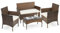 DUMOS Rattan Gartenmöbel Set, Wasserfest und Atmungsaktiv Terrassenmöbel, Balkonmöbel mit 2 Armlehnstühlen und 1 Rattansofa-Möbelsets, Balkon Möbel Geeignet für Balkon, Garten, Hinterhof (Braun)