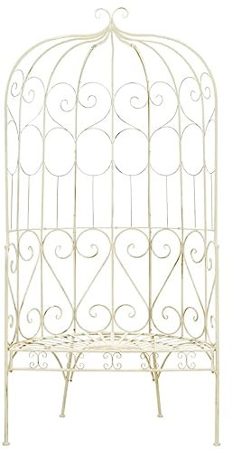 HETFTJN Modern Bank Bierbank Sitzbank Flur Garderobenbank - Gartenbank 95 cm Eisen Antik Weiß für Garten Terrassen Draussen Park