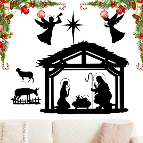 Weihnachtskrippe Wandkunst – Weihnachten Metall Schmiedeeisen Dekorationen | Rostfreies Schmiedeeisen Gemälde für