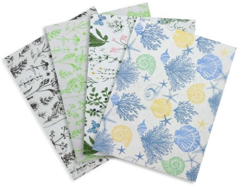 20 Sheets Tissue Paper for Gift Wrapping - Green Blue 4 Different Pattern Tissue Paper 50 x 35cm for Birthday Craft Gift Wrapping