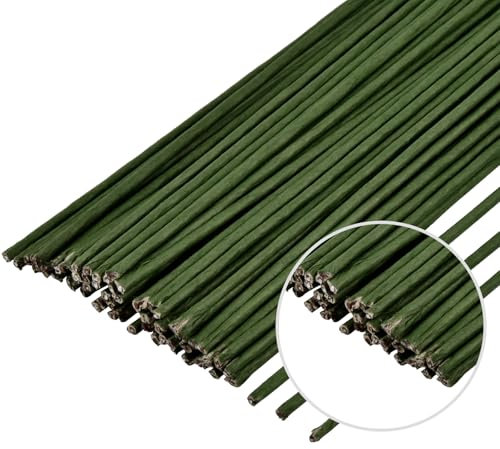POPOYU 50 unidades de alambre para floristas de 40 cm, 1 mm, alambre para flores, color verde negro, alambre para manualidades, alambre para flores, alambre fino, alambre para floristería, alambre de