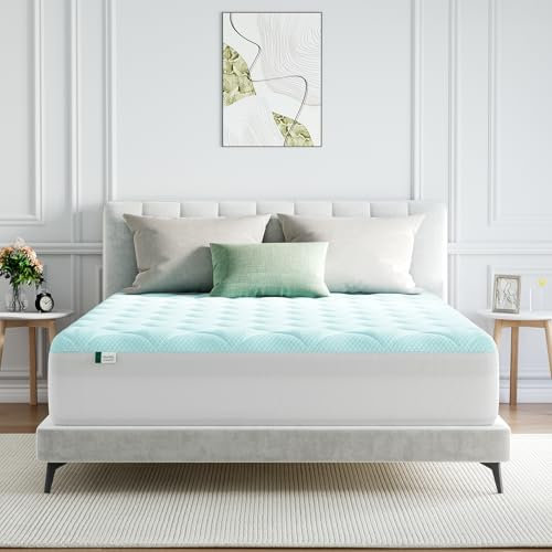 Novilla Surmatelas Cooling 160x200cm, Tissu Doux pour la Peau avec Facteur de Refroidissement, Air-Layer à Trois Couches Respirant, 3cm Rembourrage en Fibres, Bord Élastique 30 cm, Lavable