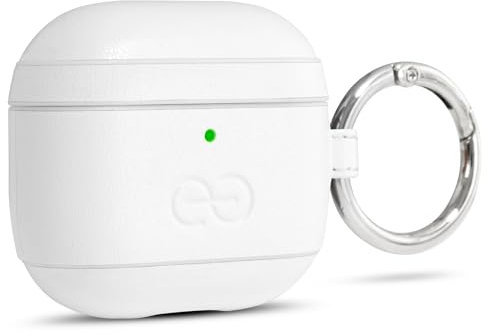 Dreem Om AirPods 4 Funda de Cuero Vegano con Clip - Compatible con Auriculares inalámbricos Bluetooth de Apple para iPhone - Blanco