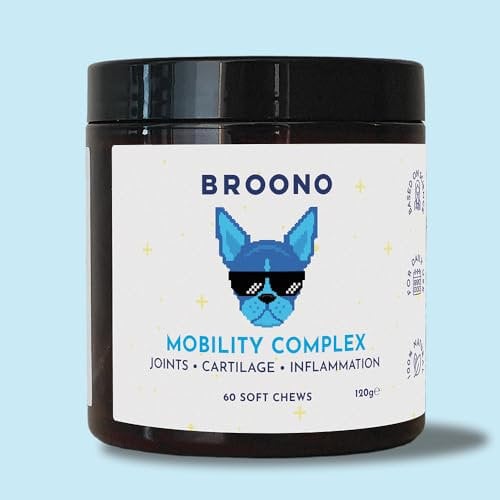BROONO Mobility Complex for Dogs - Hip & Joint Supplement with Turmeric, Glucosamine, Chondroitin & MSM - Natural Care for Stiff or Arthritic Dogs - Soft Chews