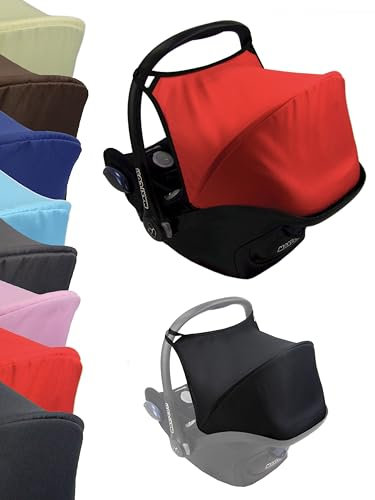 Sonnenverdeck Sonnendach [Sonnenschutz für Babyschale] kompatibel mit Maxi Cosi Cabrio Fix Gruppe 0 + GP (rot)
