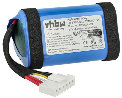 vhbw Batterie Compatible avec JBL Charge 5 Haut-parleurs, Enceintes portatives (1400mAh, 3,7V, Li-ION)