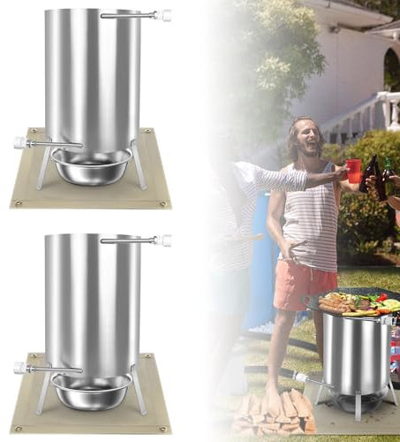 ACXIN Poolheizung mit Feuer, Edelstahl Feuertonne mit Heizspirale 18m, Brennholz Poolofen Ø30x52cm, 28L, 32/38mm Anschlüsse – 100% rostfreier Edelstahl, inkl. Feuerfeste Matte & Tablett (1)