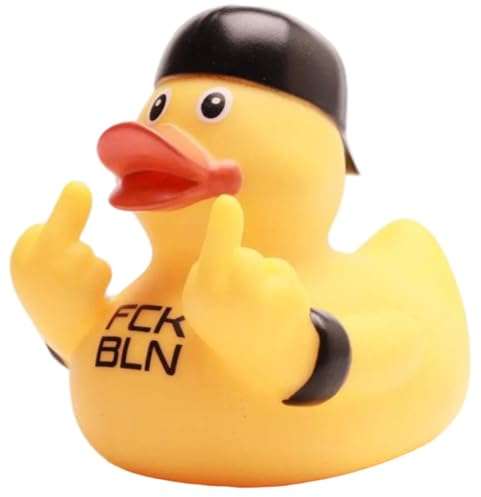 Duckshop I Badeente FCK-BLN I Quietscheente I Quietscheentchen L: 10 cm I Geschenk Berlin-Fans I Präsent Reise-Fans I Für Sammler