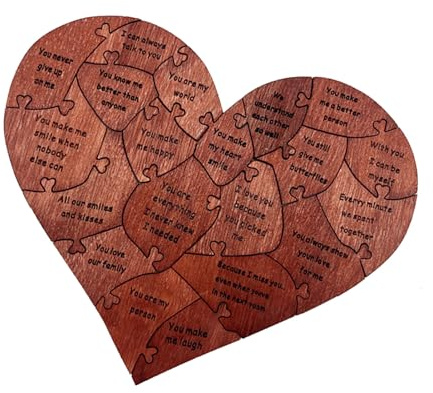 Alomejor Herzpuzzle aus Holz, Romantisches Liebesherzpuzzle für Valentinstag, Jahrestag, Hochzeit mit Aufbewahrungsbox