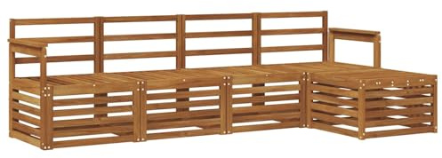 vidaXL Sofagarnituren 5 pcs Natur Massivholz Akazie, Garten, modernes Outdoor-Sofa-Set, modulare Terrassenmöbel, robuste Akazie, minimalistische Lounge, ideal für Pool