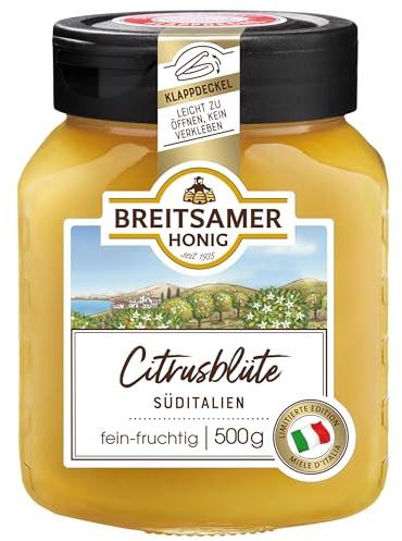Breitsamer Honig Citrusblüte aus Süditalien 500g cremig – streichzarter fein-fruchtiger Citrusblütenhonig, aromatisch und lieblich (1 x 500g)