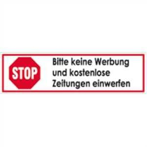 STOP Keine Werbung - Aufkleber für Briefkasten, 2er Set, Rot, Minimalistisch, Papierrechteck, Wasserabweisend, Outdoor