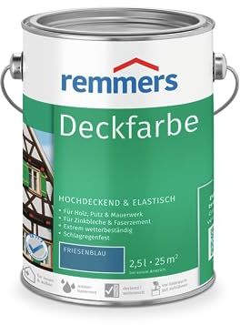 Remmers Deckfarbe friesenblau, 2,5 Liter, Deckfarbe für innen und außen, Wetterschutzfarbe viele Untergründe, hochdeckend, wetterfest