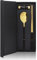 Edelstahl Essstäbchen Löffel und Stäbchen Halter, Besteck Geschenkset (Schwarz Golden)