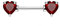 beyoutifulthings Brustwarzen-Piercing ZIRKONIA Herzen Intim-Piercing Brust-Piercing CHIRURGENSTAHL Silber Rot Stab 1,6mm 16mm