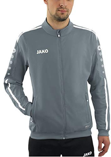 JAKO Herren Polyesterjacke Striker 2.0, steingrau/weiß, M, 9319